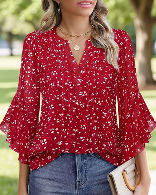Bluse mit Polka-Dot-Muster und Rüschen