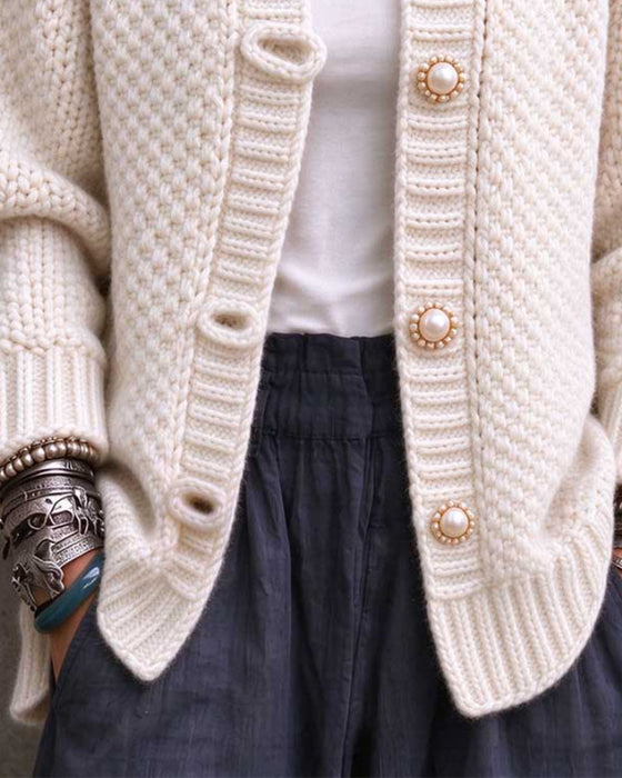 Cardigan Perlenknopf Grobstrick