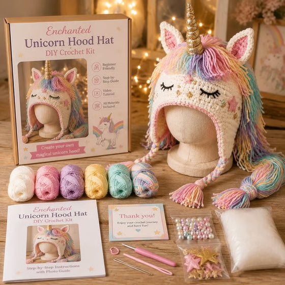 🐉✨ DIY‑Häkelset: Fantasy Kapuzenhut 🧶🎭✨