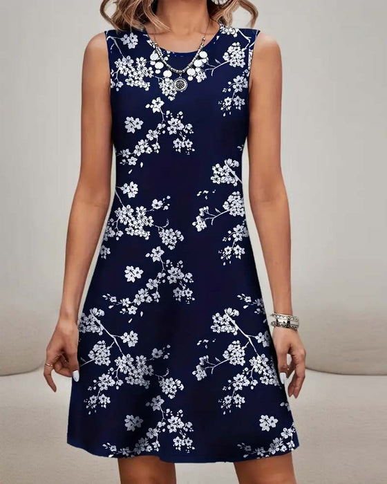 Kleid Ärmlos Schlank Druck
