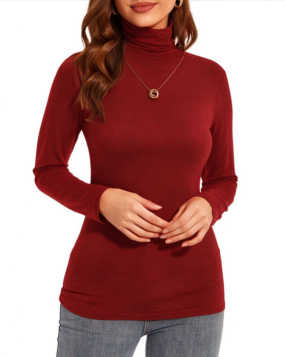 Top Einfarbig Halb Turtleneck Unterzieh