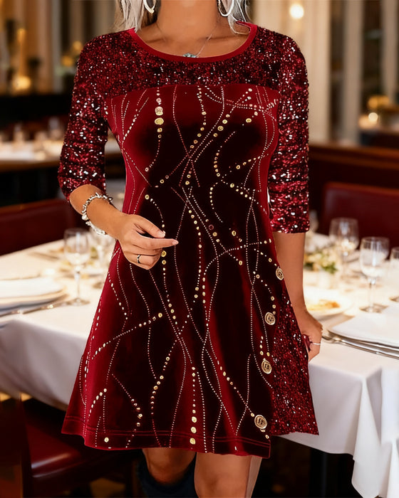 Kleid Mit Pailletten- Und Velvet-Panel-Details