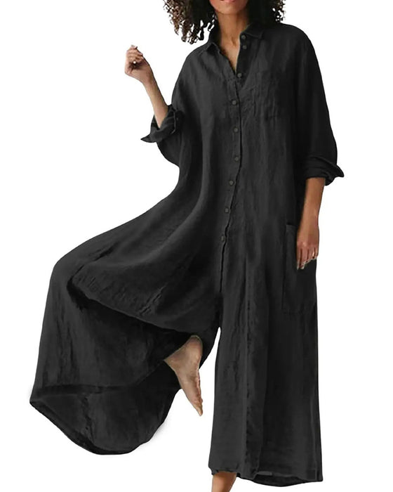 Jumpsuit Revers Locker Drapiert Lässig