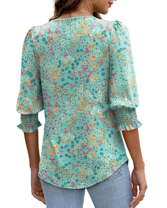 Bluse Puffärmel Bedruckt