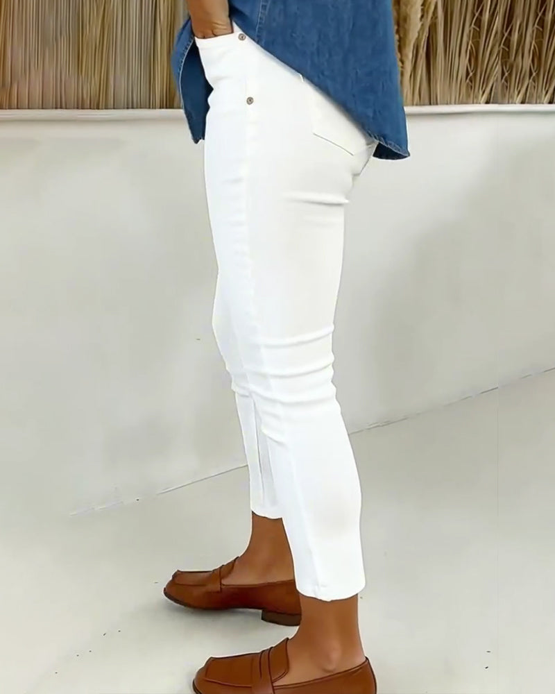 Hose Hochgeschnitten Slim-Fit Gekürzt