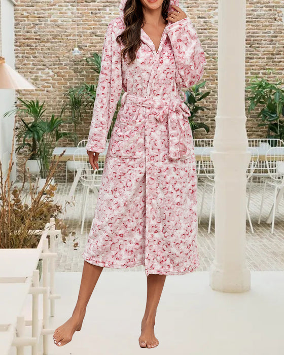 Flanell Robe Mit Leopardmuster Und Elegant Merkmalen