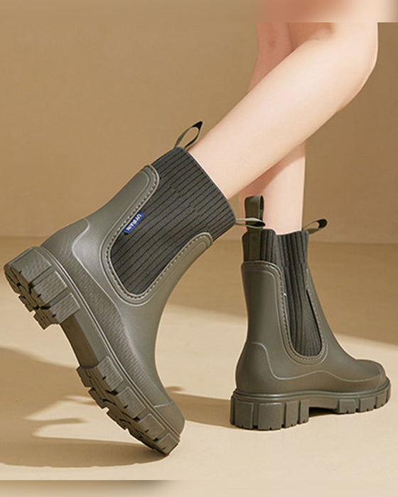 ☔️Stiefel Wasserdicht Rutschfest Dicke Sohle Mittelschaft