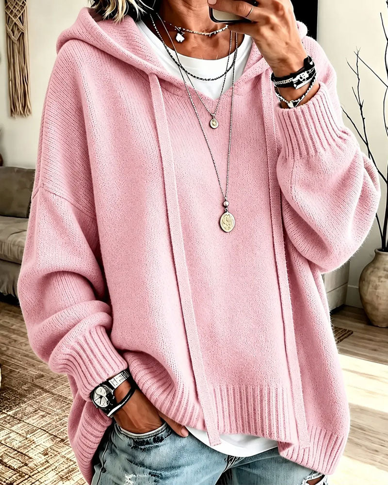 Pullover Mit Kapuze Kordelzug Drop Schulter Locker