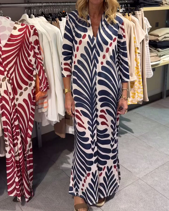 Kleid Temperamentvoll Halbärmel Druck