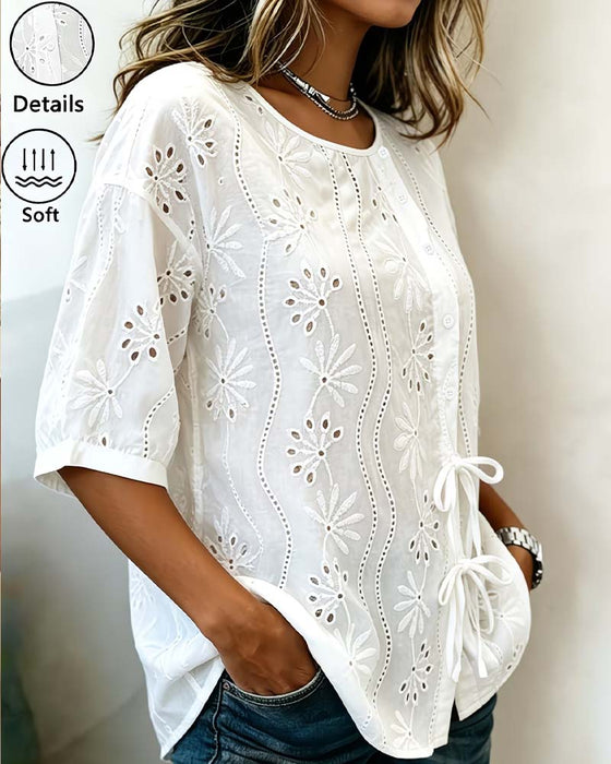 Bluse Seite Binden Ausschnitt