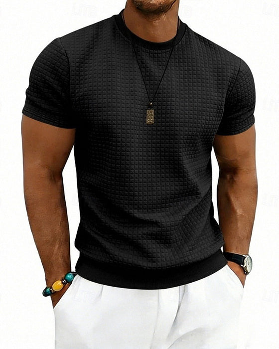 T-Shirt Gerippt Rundhals Kurzarm