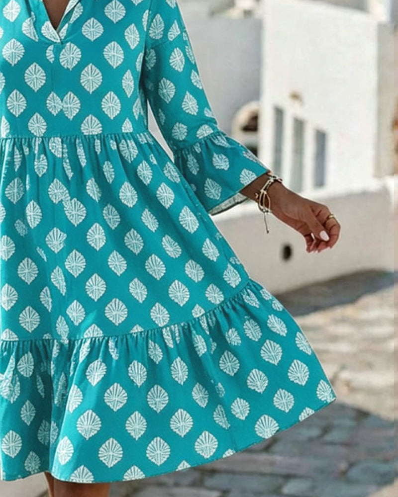 Kleid V-Ausschnitt Gedruckt