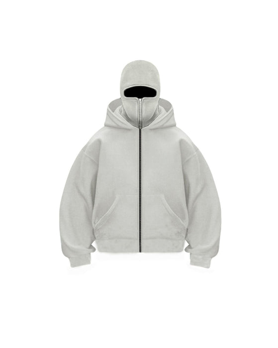 Unisex Sweatshirt-Mantel mit Doppelkapuze und Reißverschluss