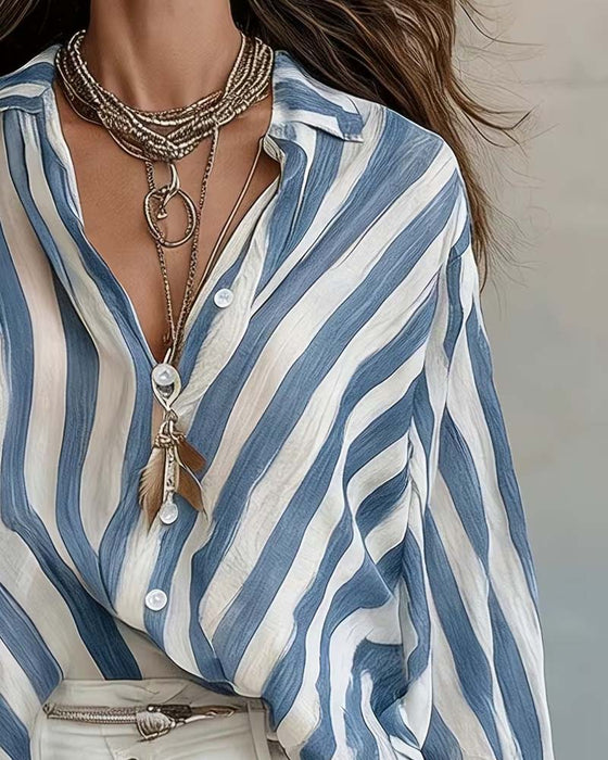 Bluse Aquarell Streifen Locker