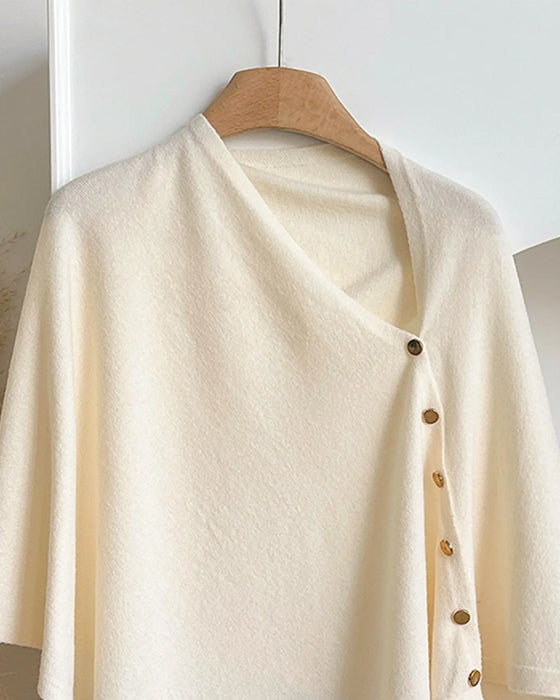 Mantel Vielseitig Asymmetrischer Knopf Cape Umhang