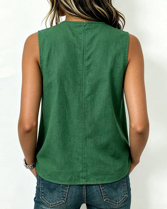 Tank Tops Ärmellos Kleiner Offener Kragen