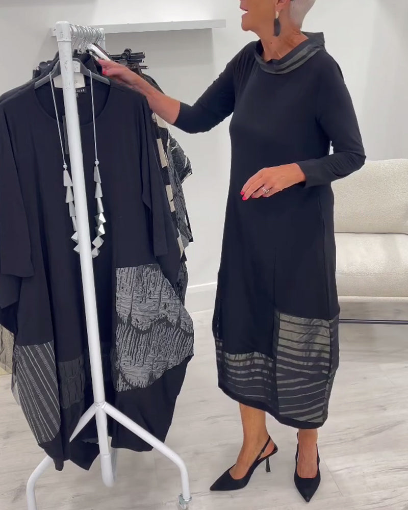 Modisches unifarbenes Kleid mit Abnähern