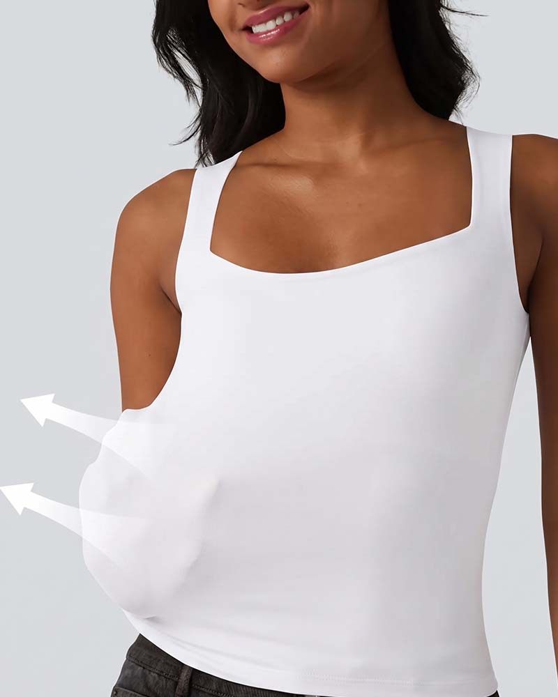 Tank Top Uni Farbe Viereckiger Ausschnitt Integrierter Bh