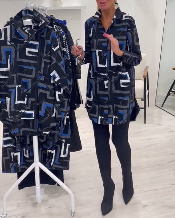 Hemd mit geometrischem print und revers
