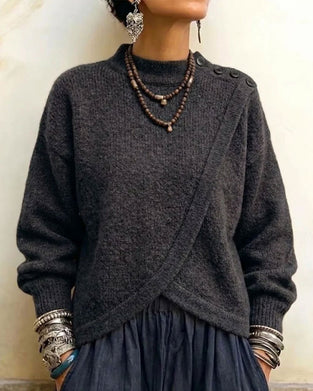 Pullover Turtleneck Kreuz Geknöpft