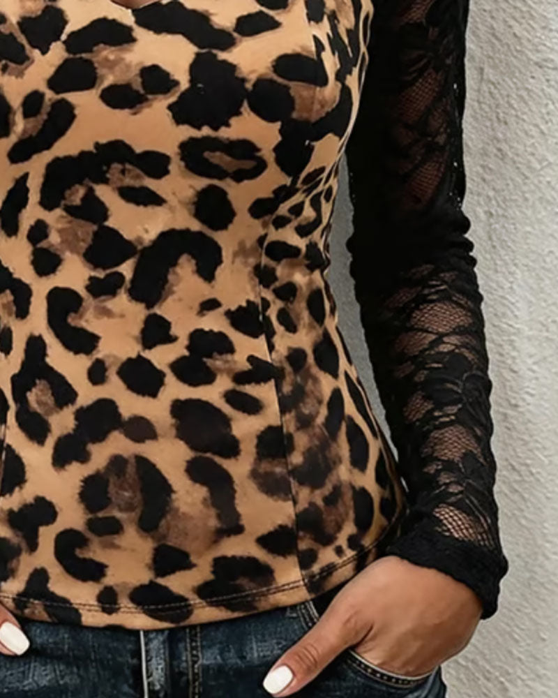 Oberteil Leopard Patchwork Trendy