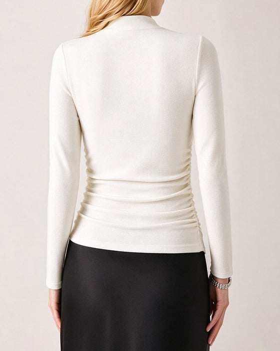 Top Halb Turtleneck Seite Gerafft Unterzieh