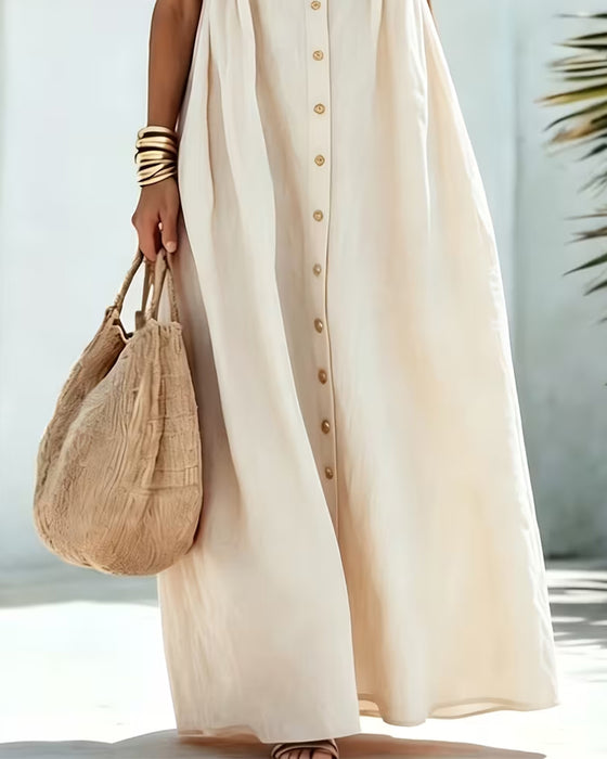 Kleid Rundhals Einfarbig
