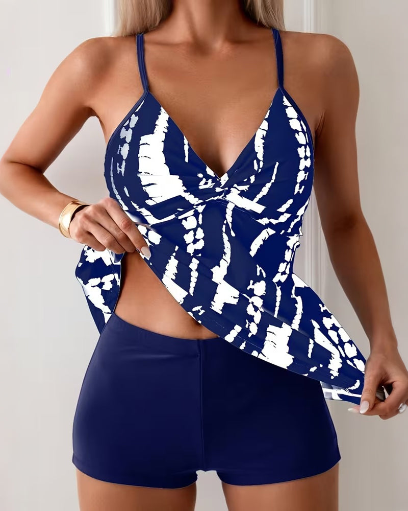 Tankini Riemen V-Ausschnitt Zweiteiler