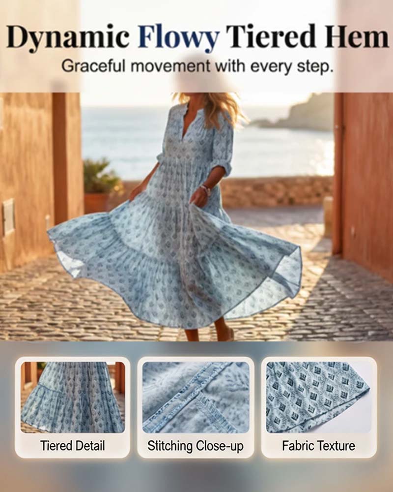 Kleid Vintage V-Ausschnitt Geblümt