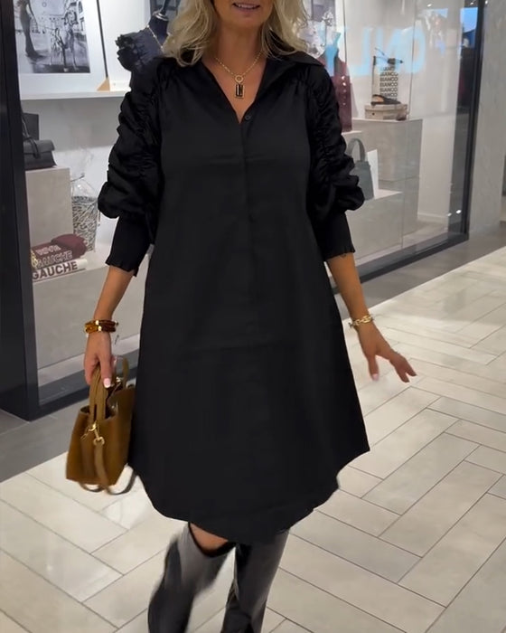Kleid modisch Hemdkragen einfarbig