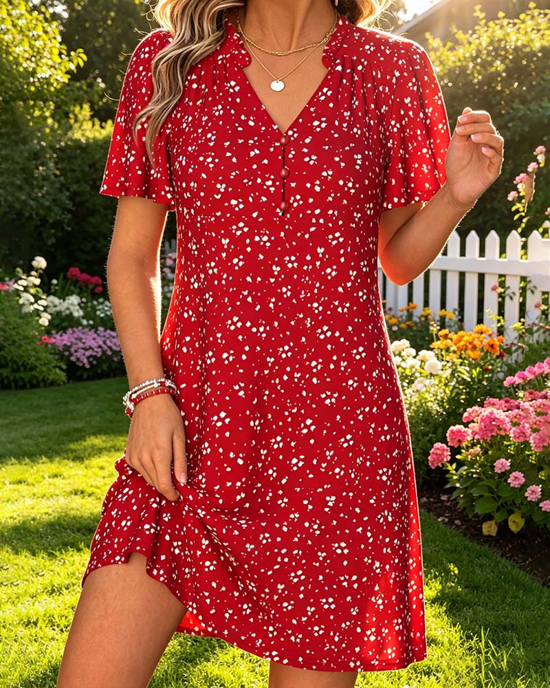 A-Linien-Kleid mit Rüschenbesatz