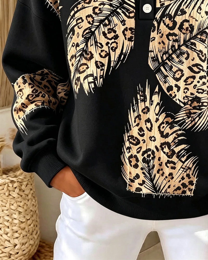 Sweatshirt Leopard Feder Print