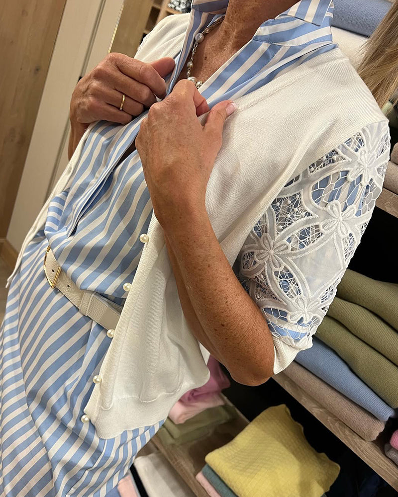 Kleid Revers Streifen Schlitz