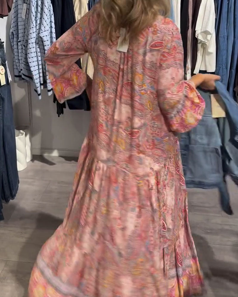 Kleid Lässig Urlaub Lang Bedruckt