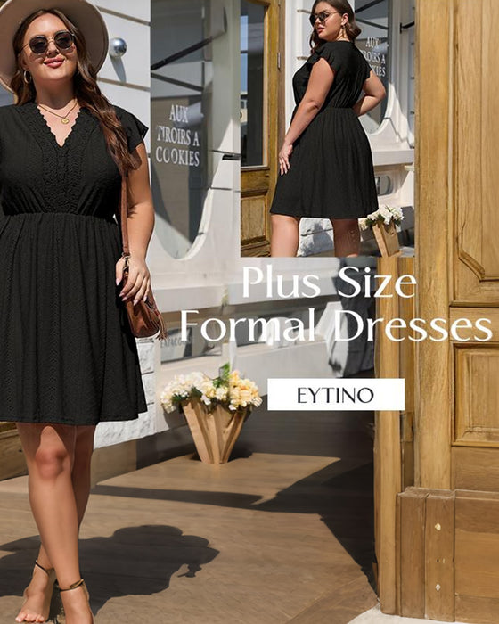 Kleid V-Ausschnitt Flatterärmel