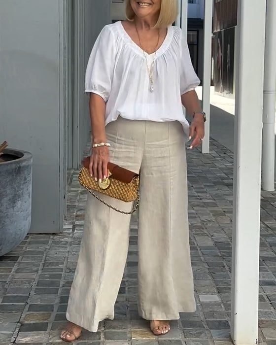 Set V-Ausschnitt Casual Lange Hosen