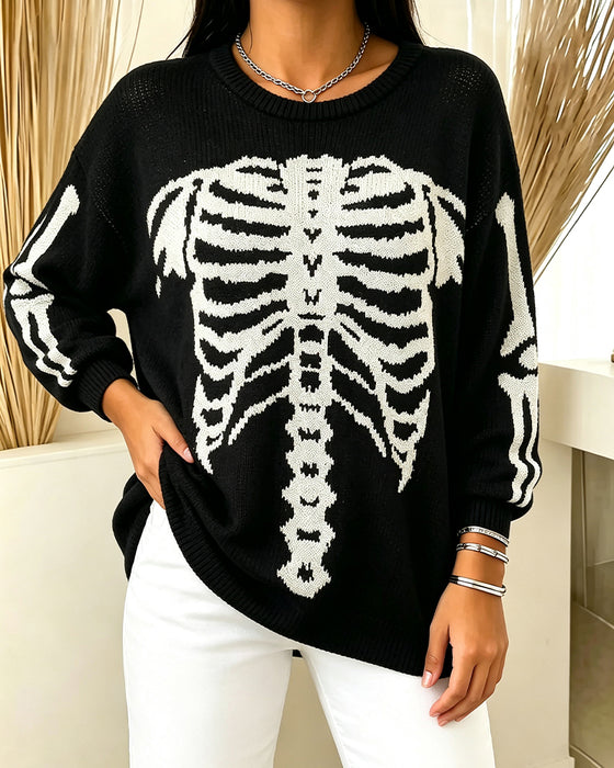 Pullover Rundhals Langarm Bedruckt