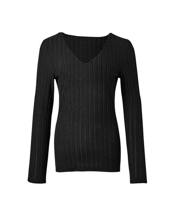 Bluse mit V-Ausschnitt und langen Ärmeln