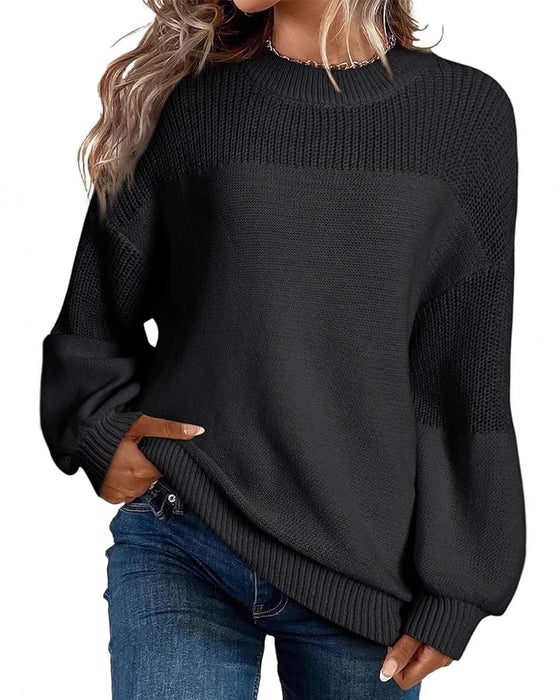 Pullover Unifarben Laternenärmel