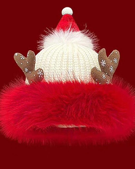 Weihnachtsstil Festival Feier Fröhliche Gestrickte Mütze