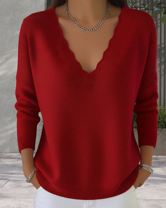 Pullover V-Ausschnitt weich gestrickt