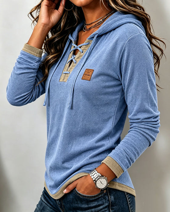 Top Kordelzug Kontrastierend Slim Fit