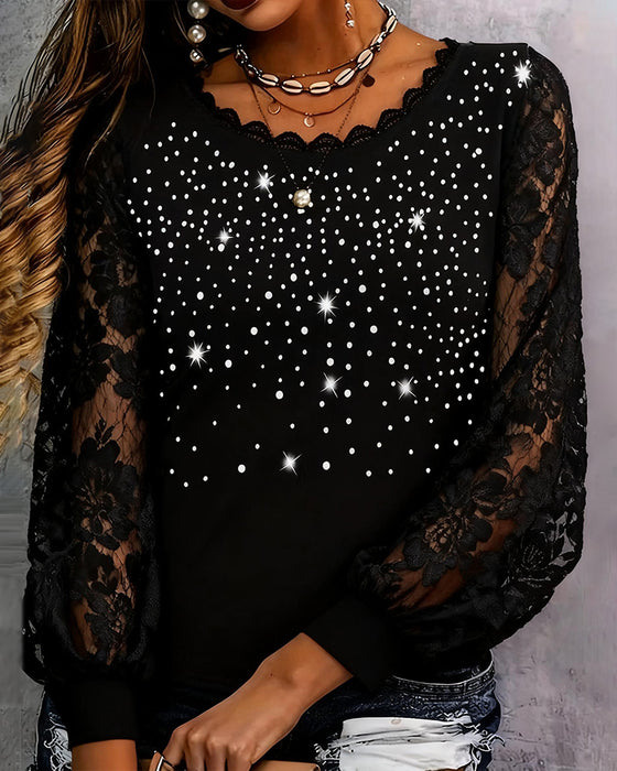 Modische Bluse mit Patchwork-Print