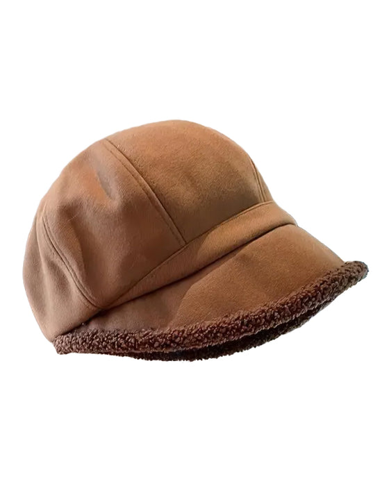Hut Damen Unifarben Plüsch Fischerhut Warm