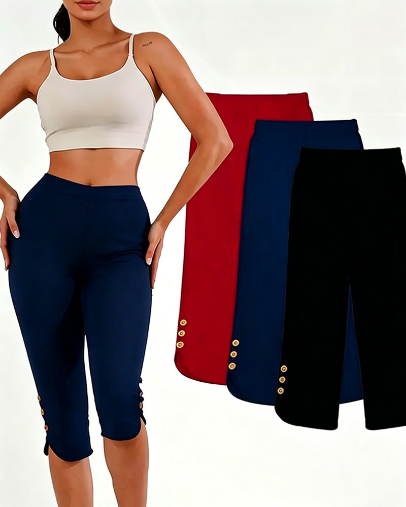 Leggings Einfarbig Schmal Geschnitten Gekürzt