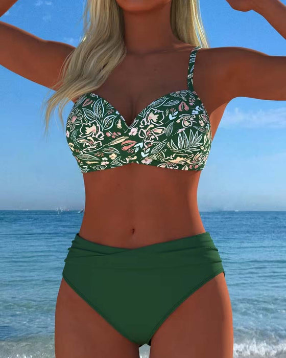 Bikini Kreuz Blumendruck