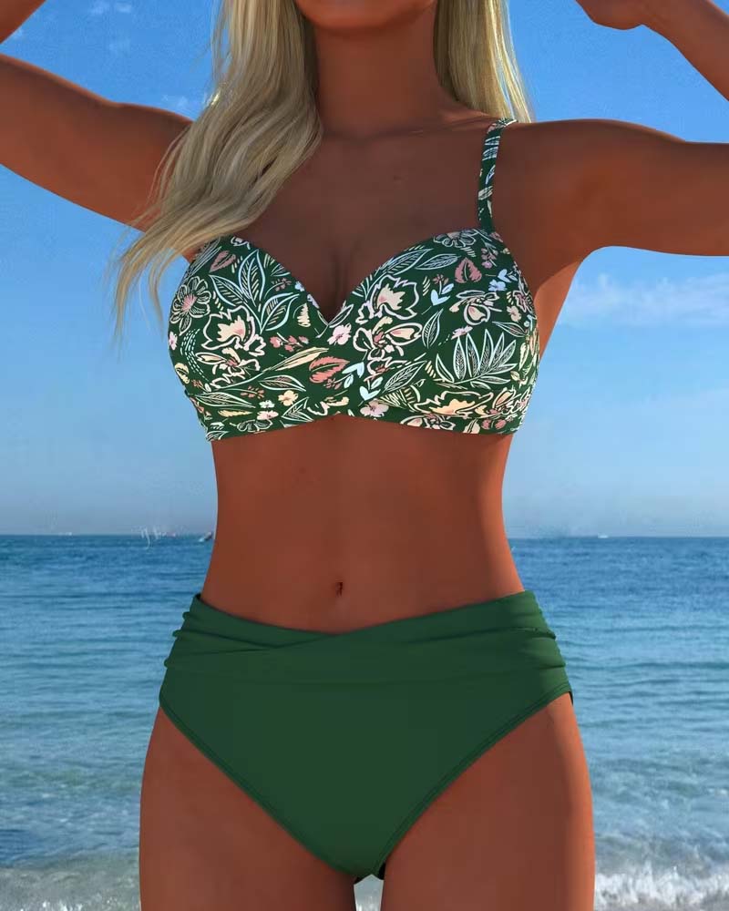 Bikini Kreuz Blumendruck