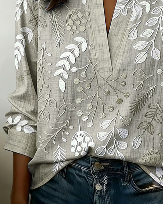 Bluse Mit Blumenmuster Und Stehkragen