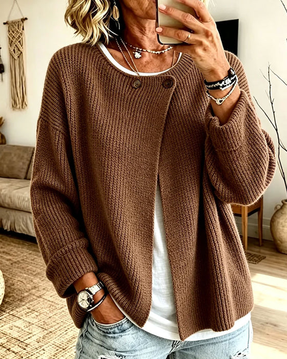 Cardigan Einfarbig Langarm