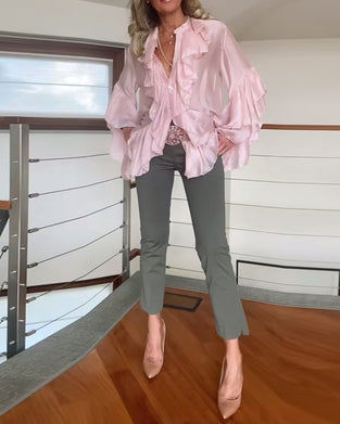 Bluse Modisch Rüschenbesatz